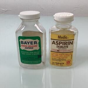 Vintage Bayer and Medic aspirin tablets bottles